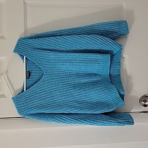 Express Soft Waffle Knit Blue Sweater, Size M